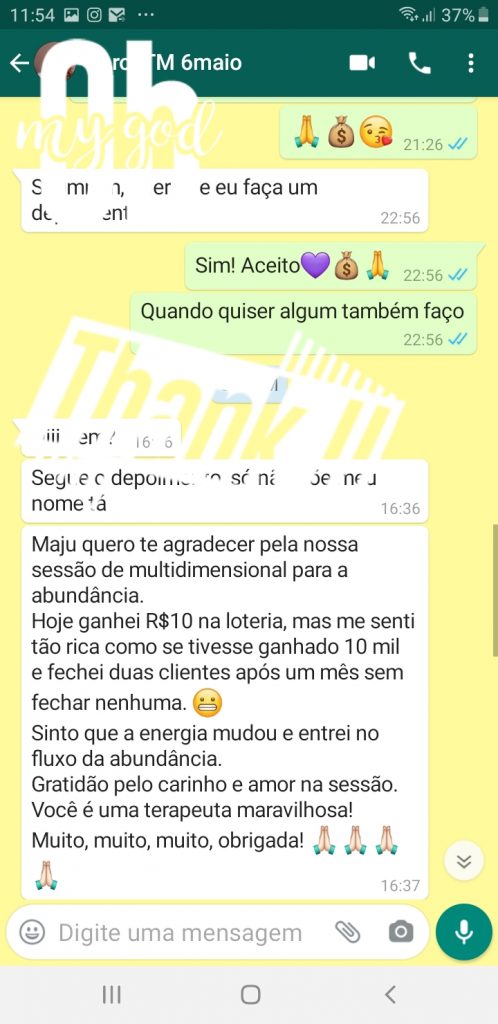Depoimento de sessão de terapia multidimensional e curso de terapia multidimensional de Helene Abiassi